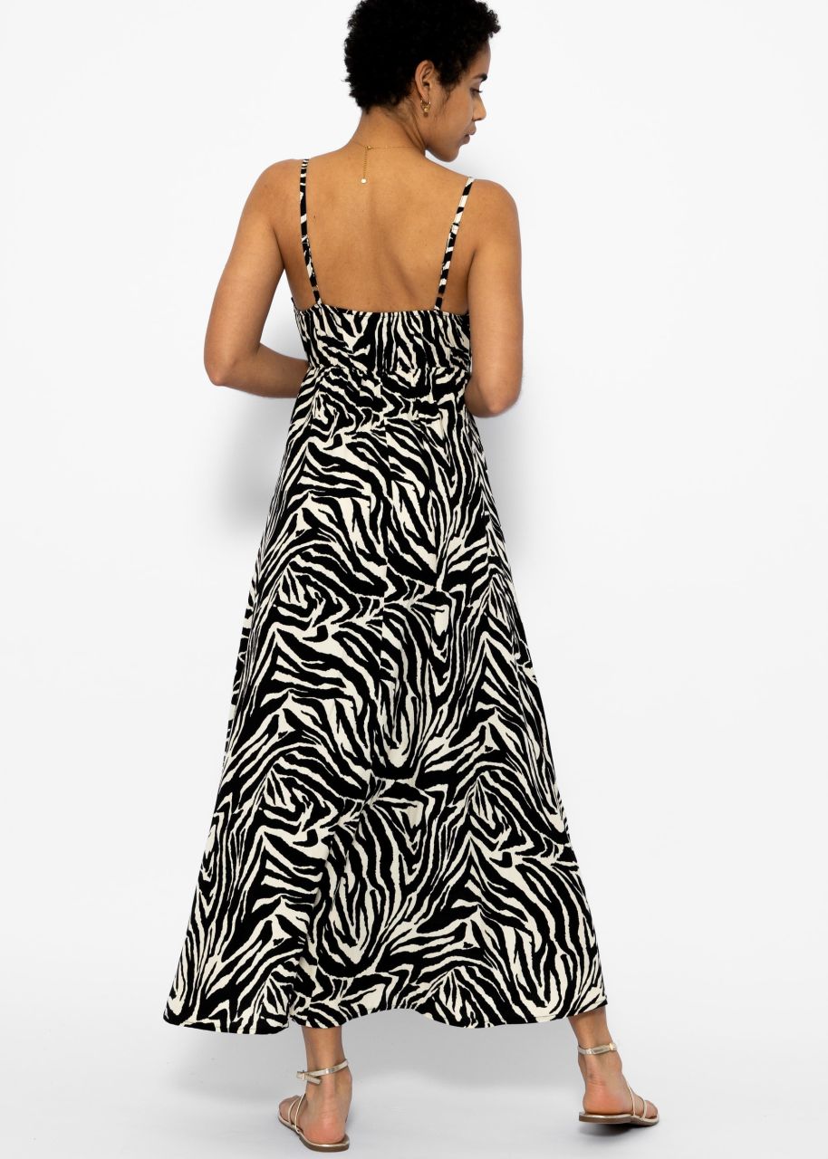 Maxi Kleid mit Zebra-Print - schwarz-weiß