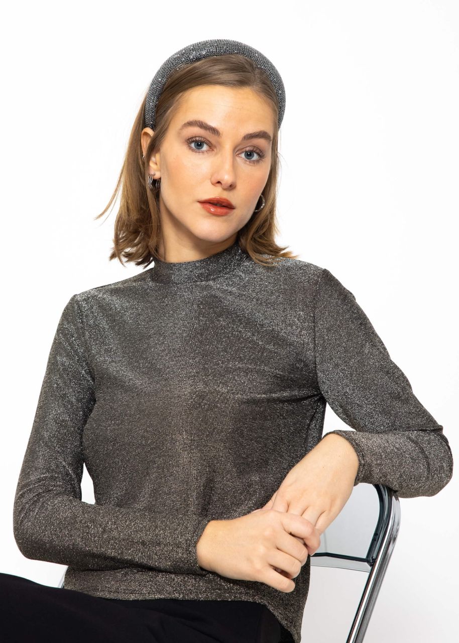 Glitzer Langarmshirt - silber