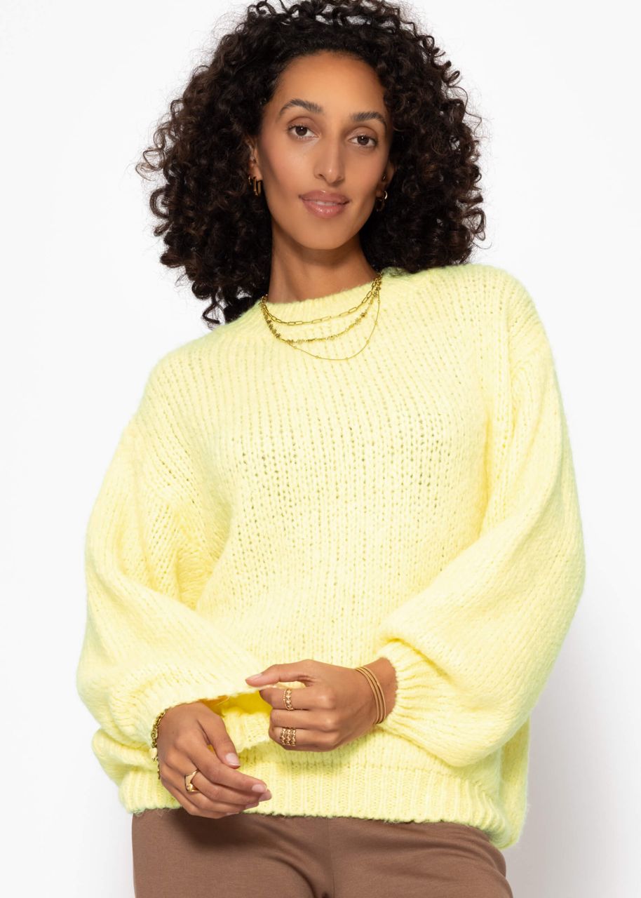 Oversize Pullover mit Rundhals-Ausschnitt - gelb