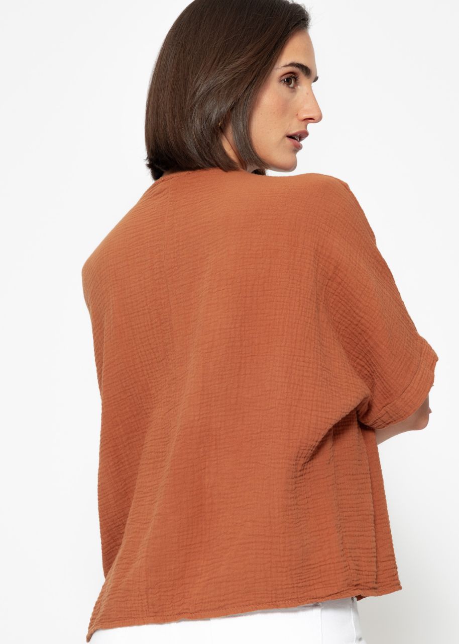 Oversize Musselin Shirt - cognac