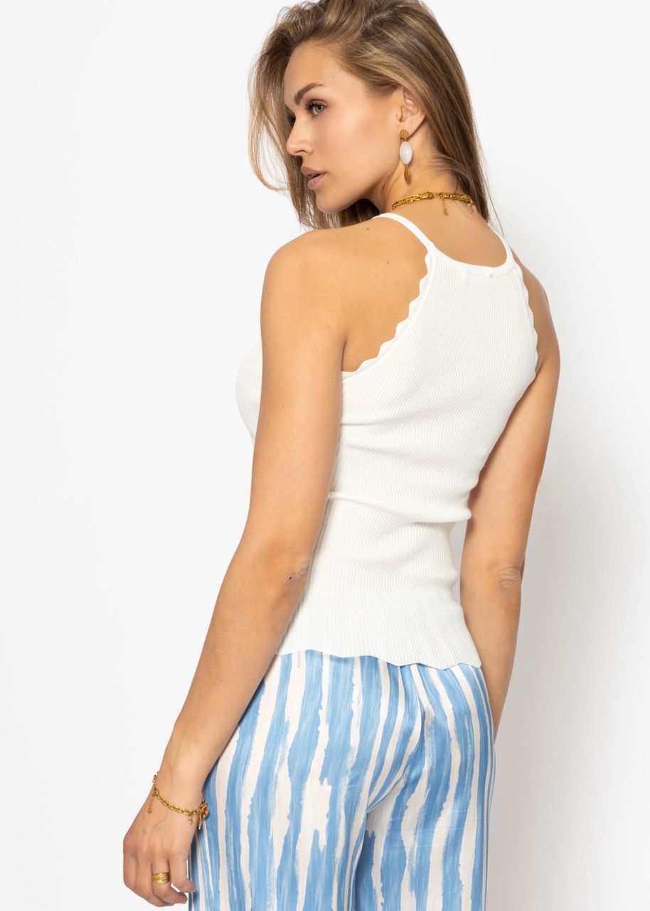Strick Top mit Bogenkante, offwhite