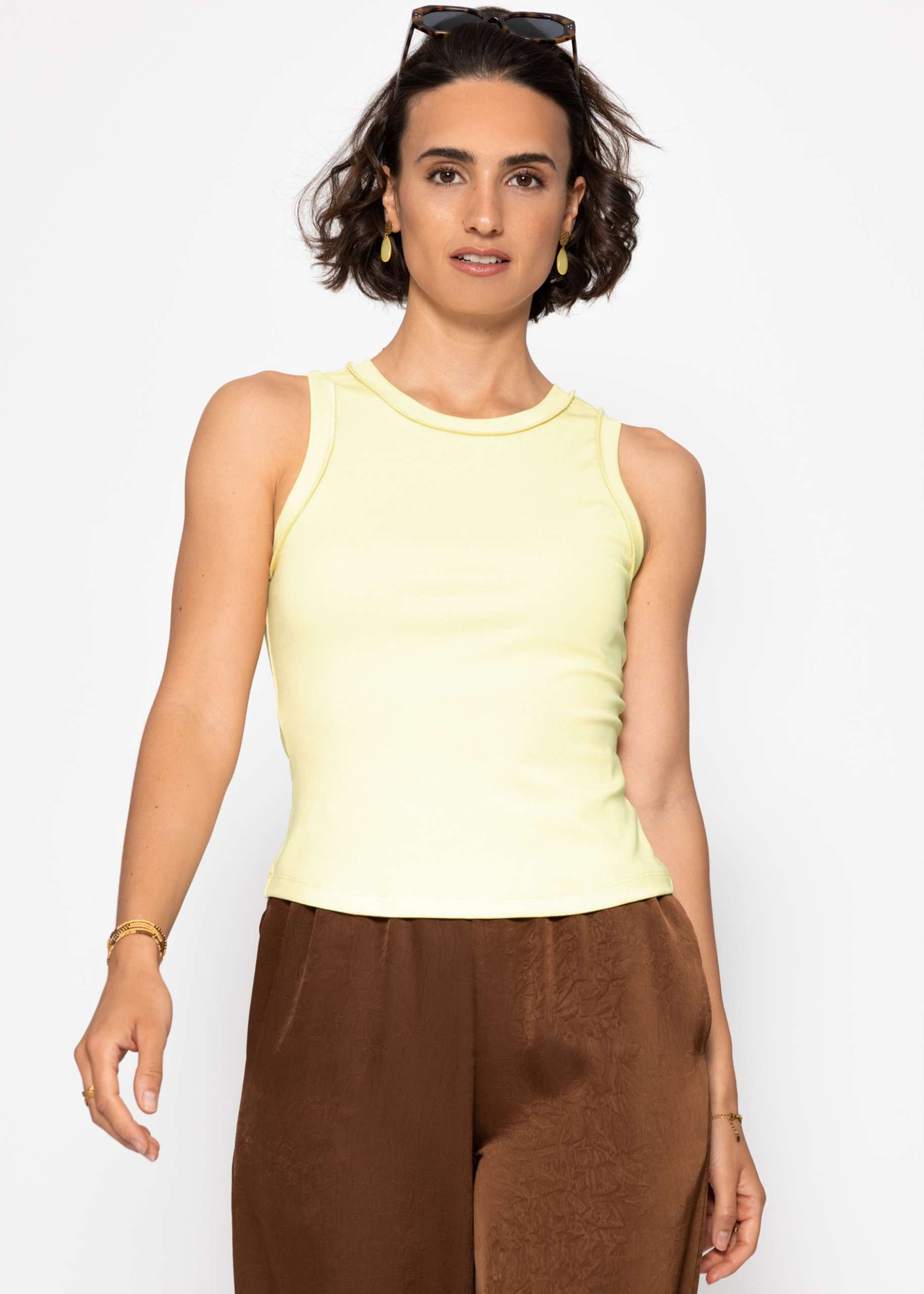 Tank Top mit Außennähten - gelb