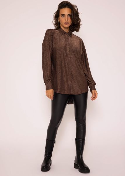 Oversize Lurex Bluse - braun