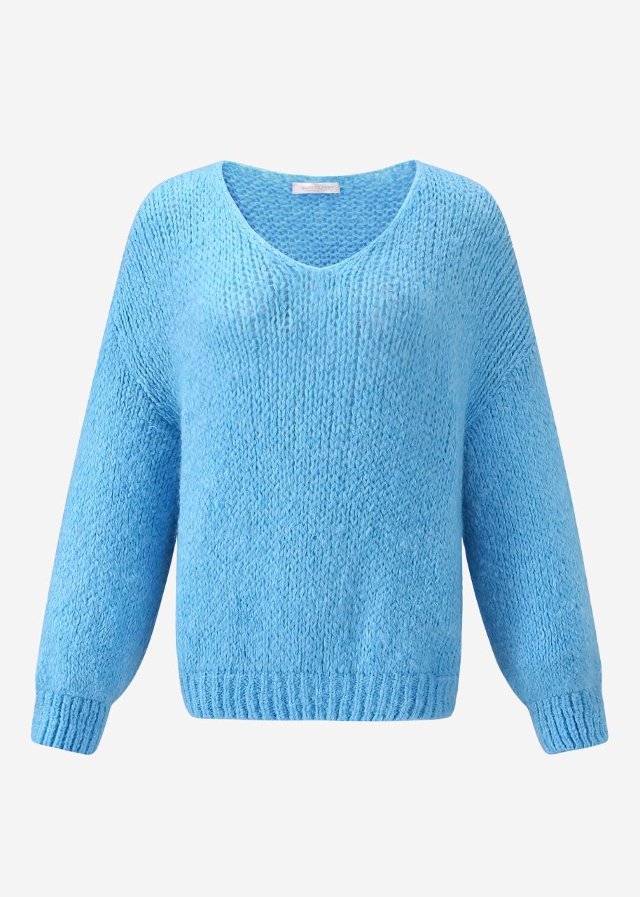 Oversize Pullover mit V-Ausschnitt - eisblau