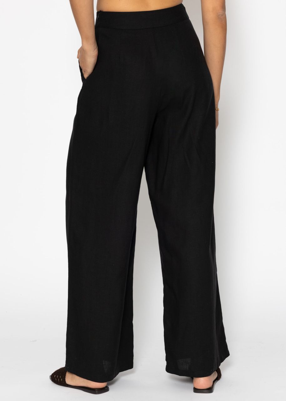 Leinen Hose mit geradem Bein - schwarz