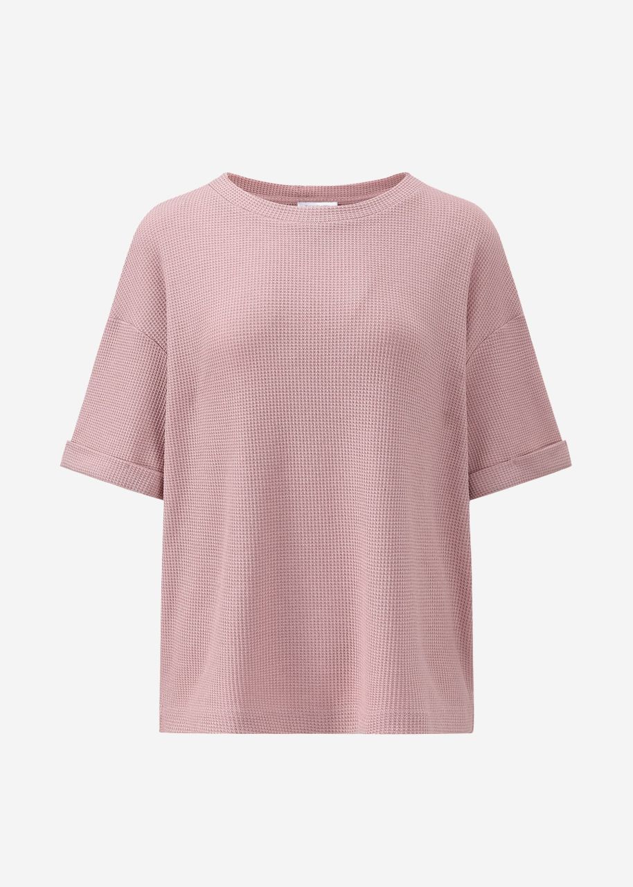 Shirt in Waffelpiqué - rosa