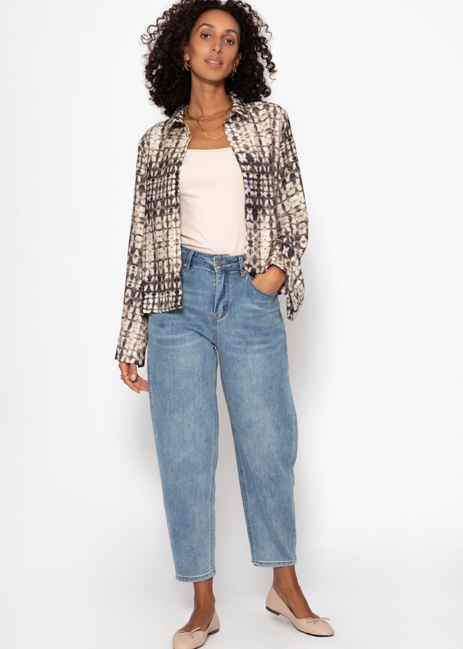 Viskose Bluse mit Print - taupe