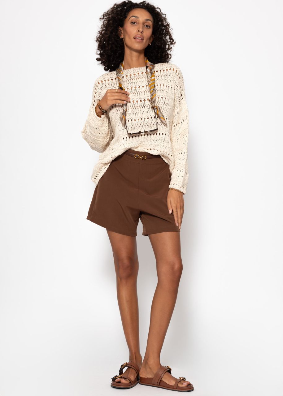 Pullover mit Ajour Muster - beige