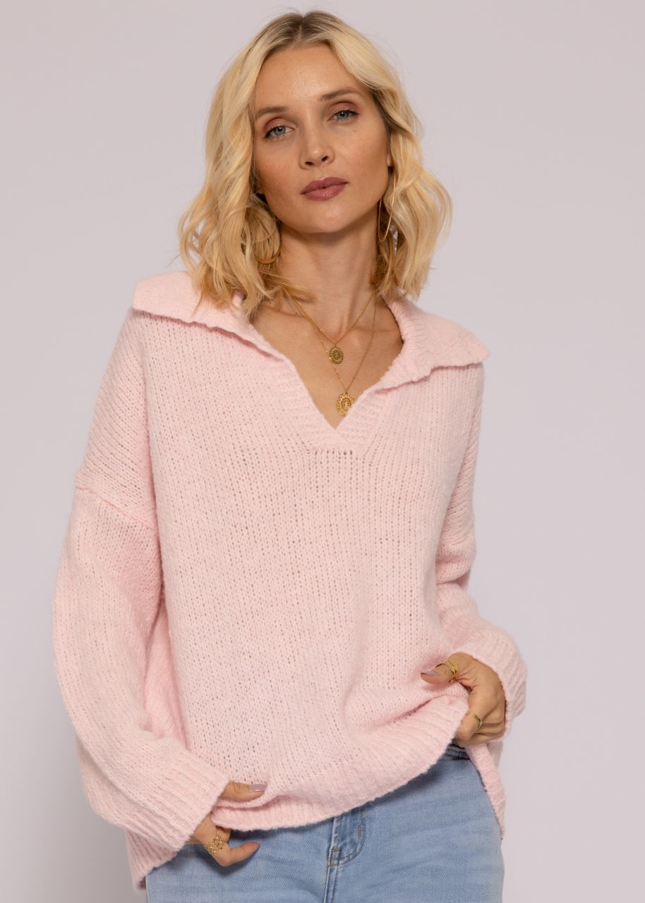 Pullover mit Kragen, rosa