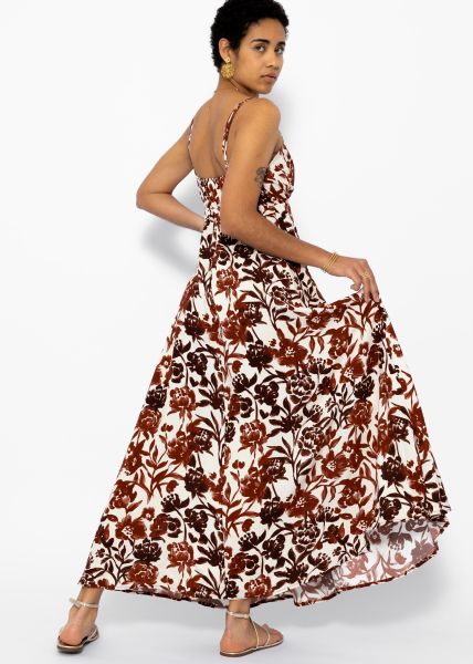 Maxi Kleid mit Blumen-Print - offwhite