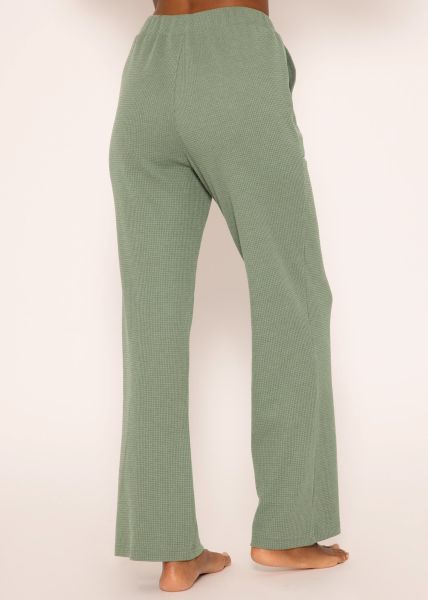 Casual Pants in Waffelpiqué - grün