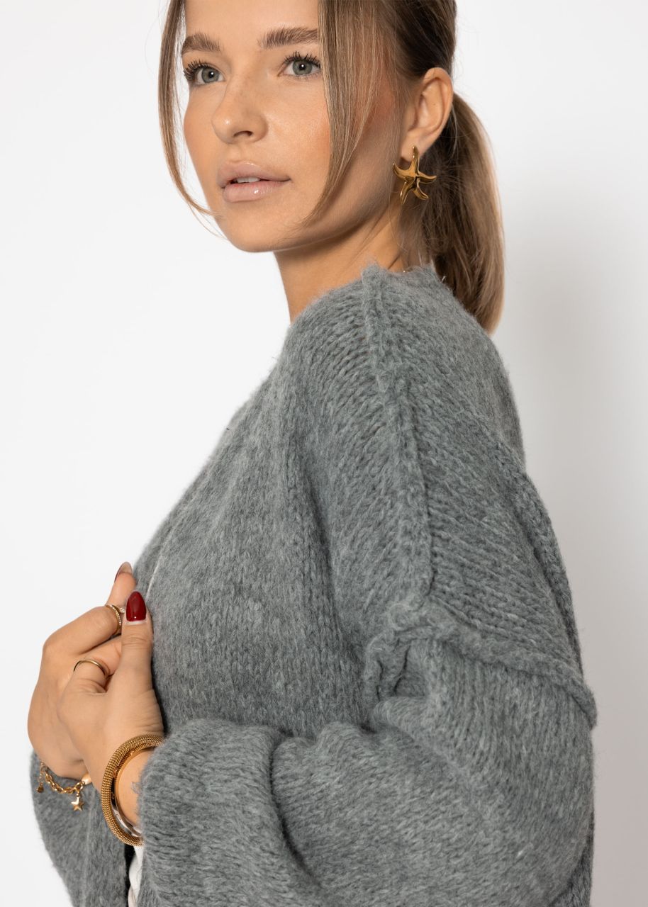 Lässiger Cardigan mit Außennähten - dunkelgrau