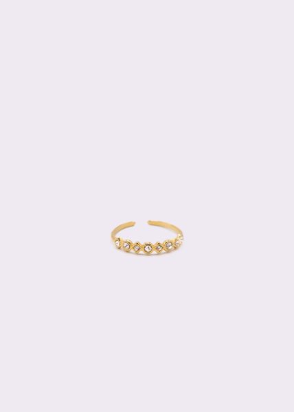 Zarter Ring mit funkelnden Steinchen, gold