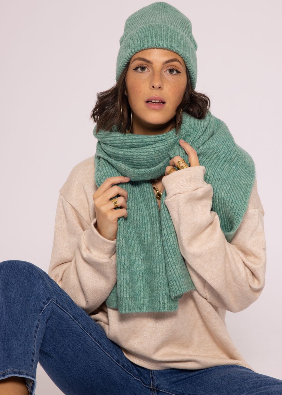 Schal und Beanie, mint