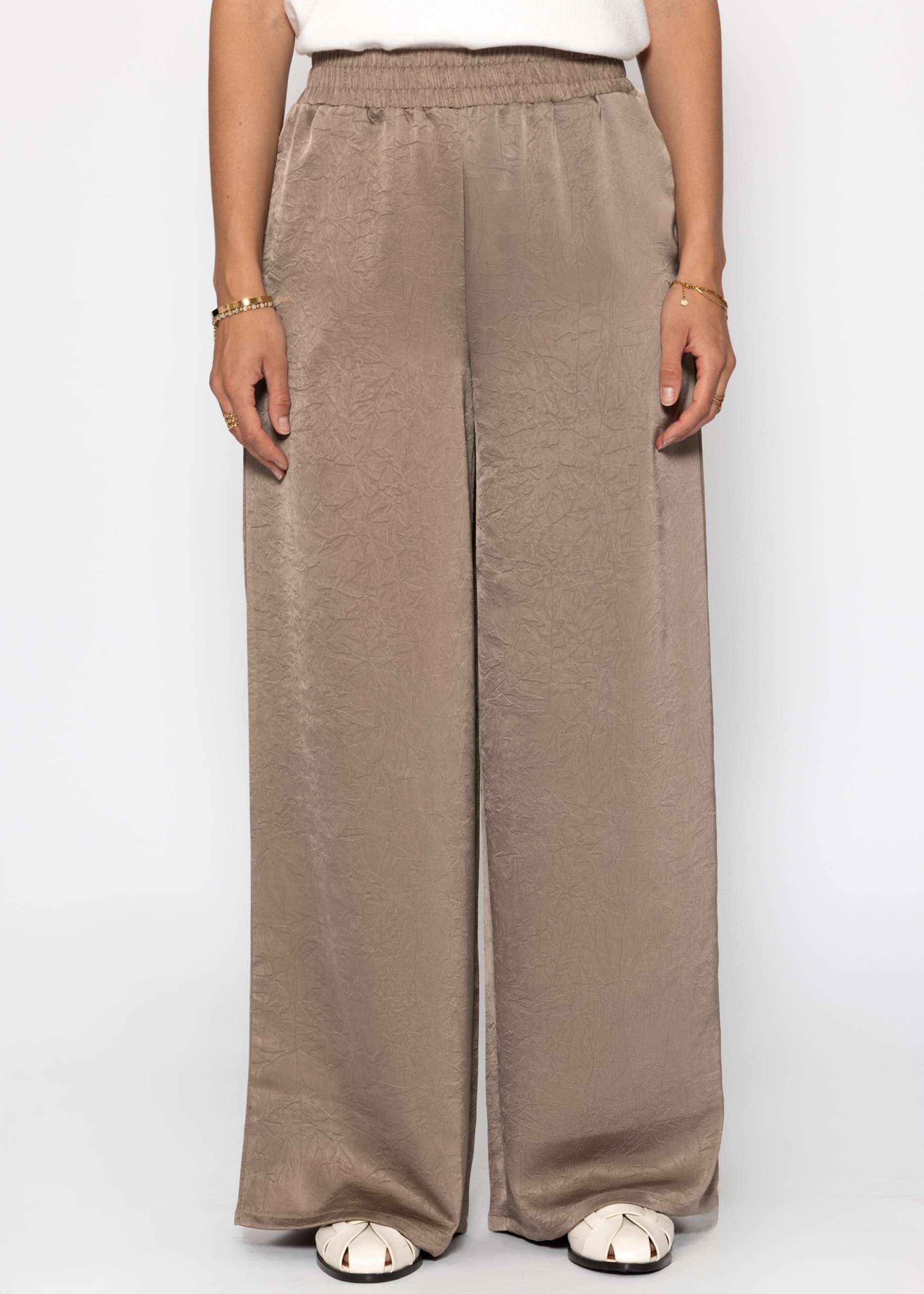 Satin Hose mit weitem Bein - taupe