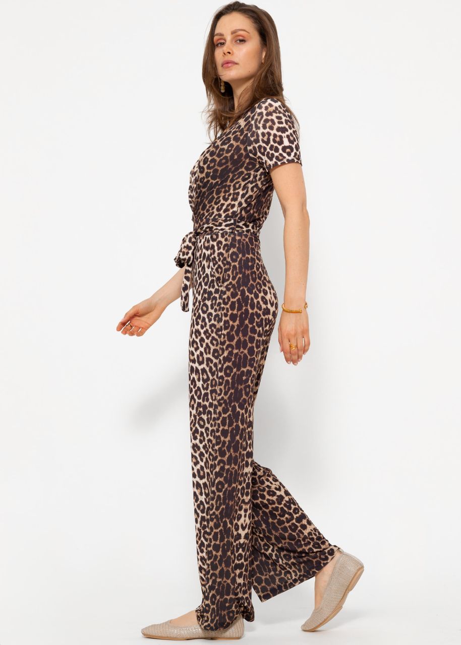 Jumpsuit mit Leo Print - braun