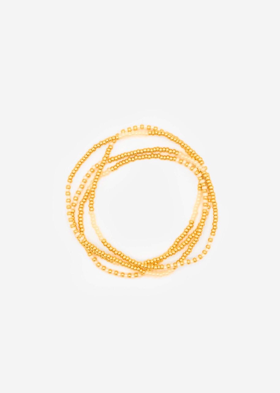 Perlenarmband - gold-weiß