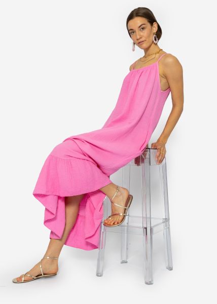 Musselin Maxi Trägerkleid mit Taschen - pink