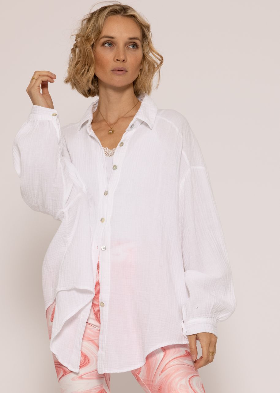 Ultra oversize Blusenhemd, kürzere Variante, weiß