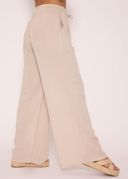 Schimmernde lässige Viskose Hose, beige