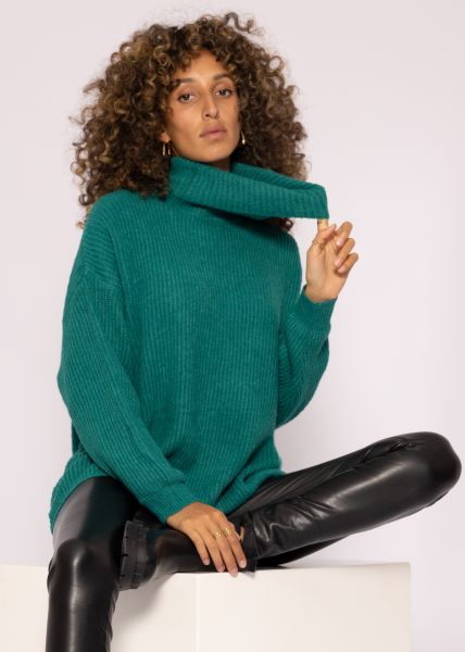 Oversize Rollkragenpullover, grün