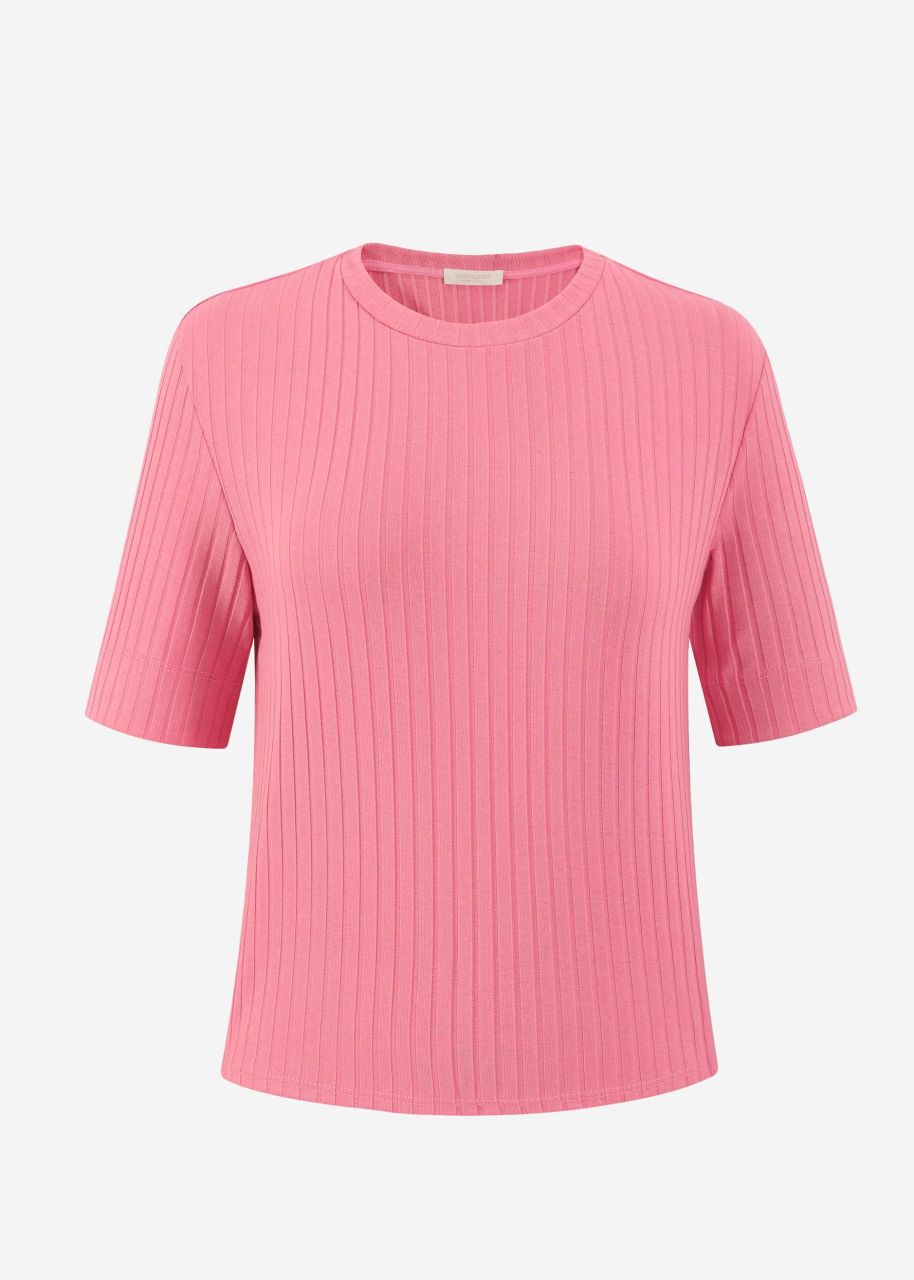 Geripptes T-Shirt - rosa