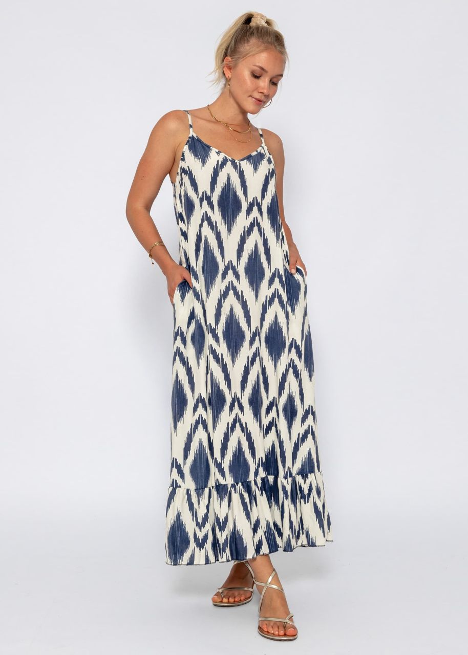 Maxi Kleid mit Print - offwhite-blau