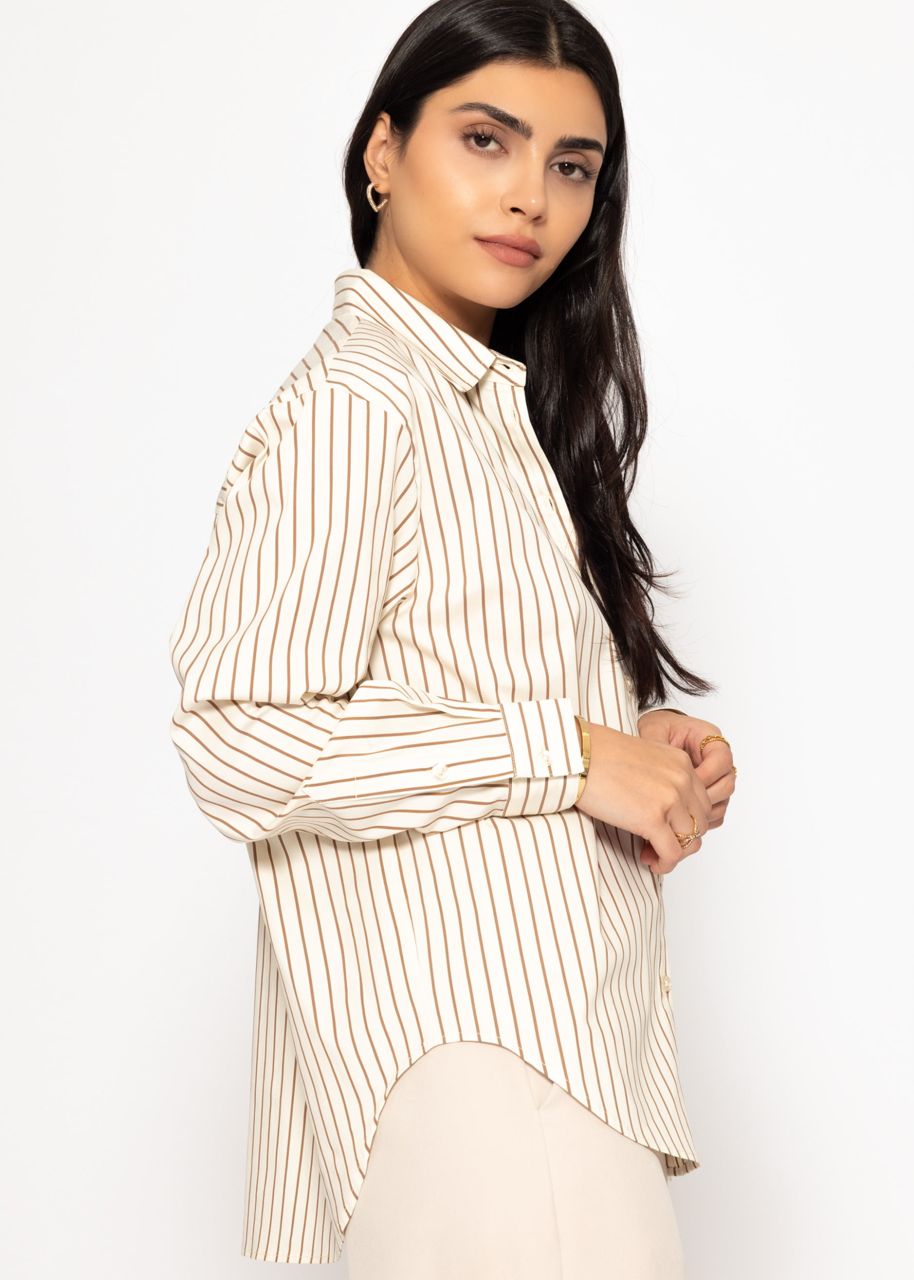 Gestreifte Hemdbluse - beige