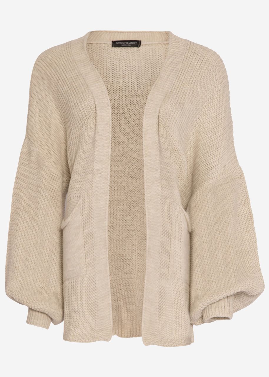 Strick Cardigan mit Taschen - beige