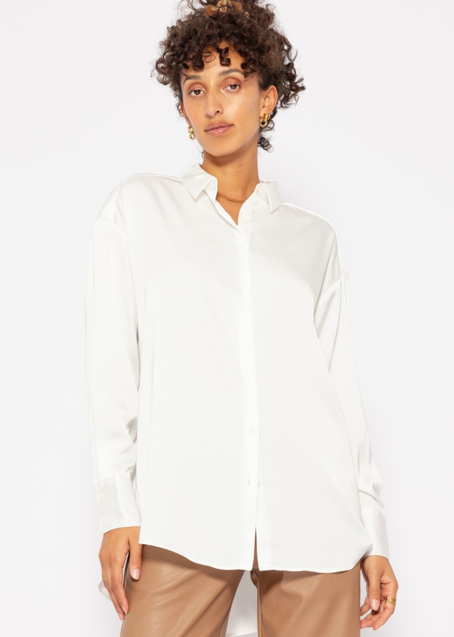 Oversize Satinbluse - offwhite