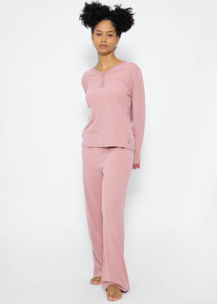 Pyjamashirt Langarm - rosa