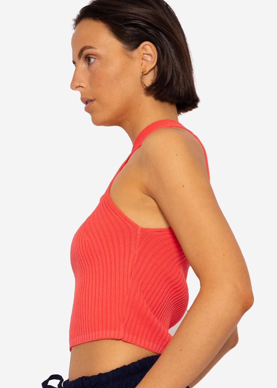 Halterneck Strick Top, koralle
