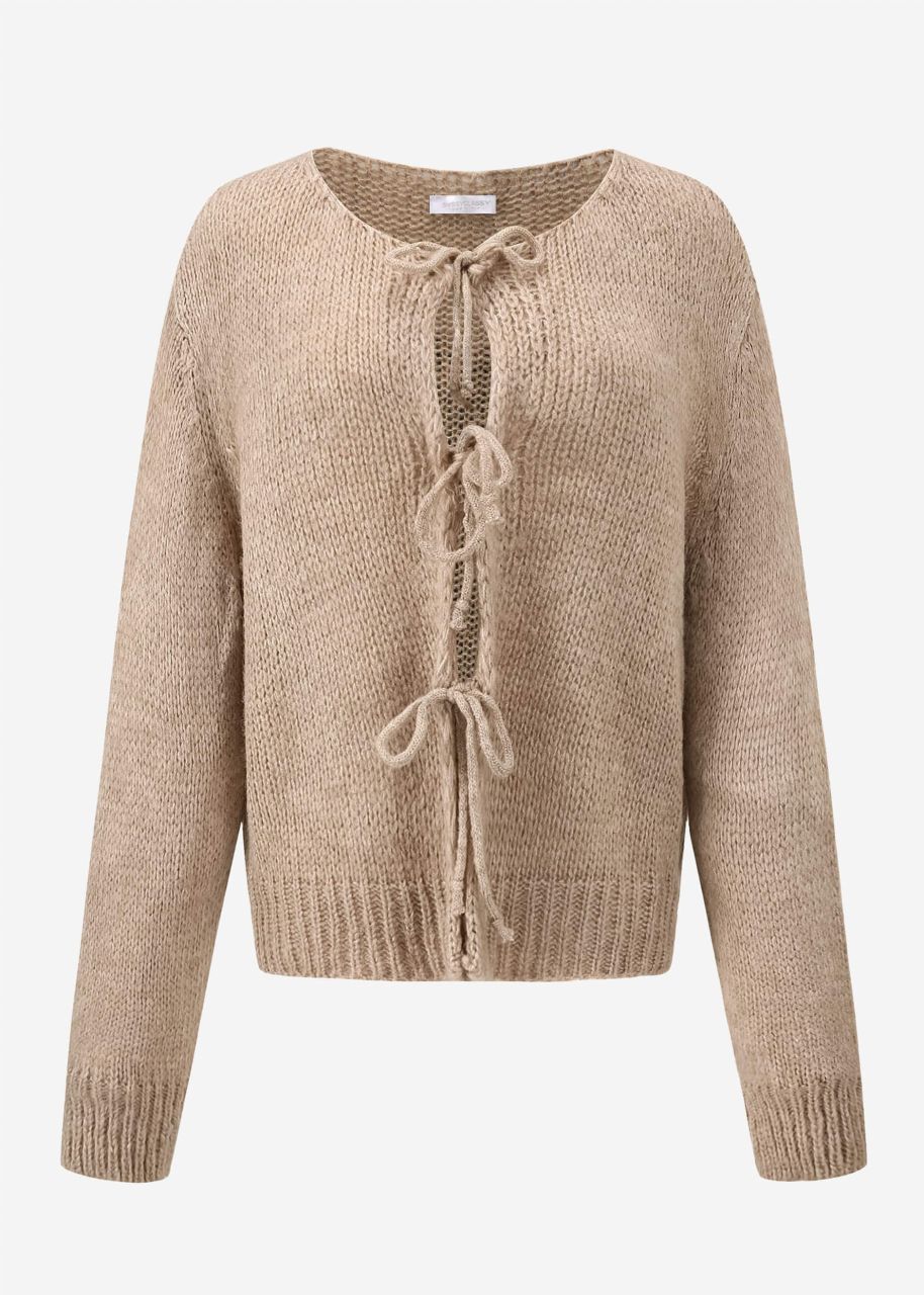 Strickjacke mit Schleifenverschluss - beige