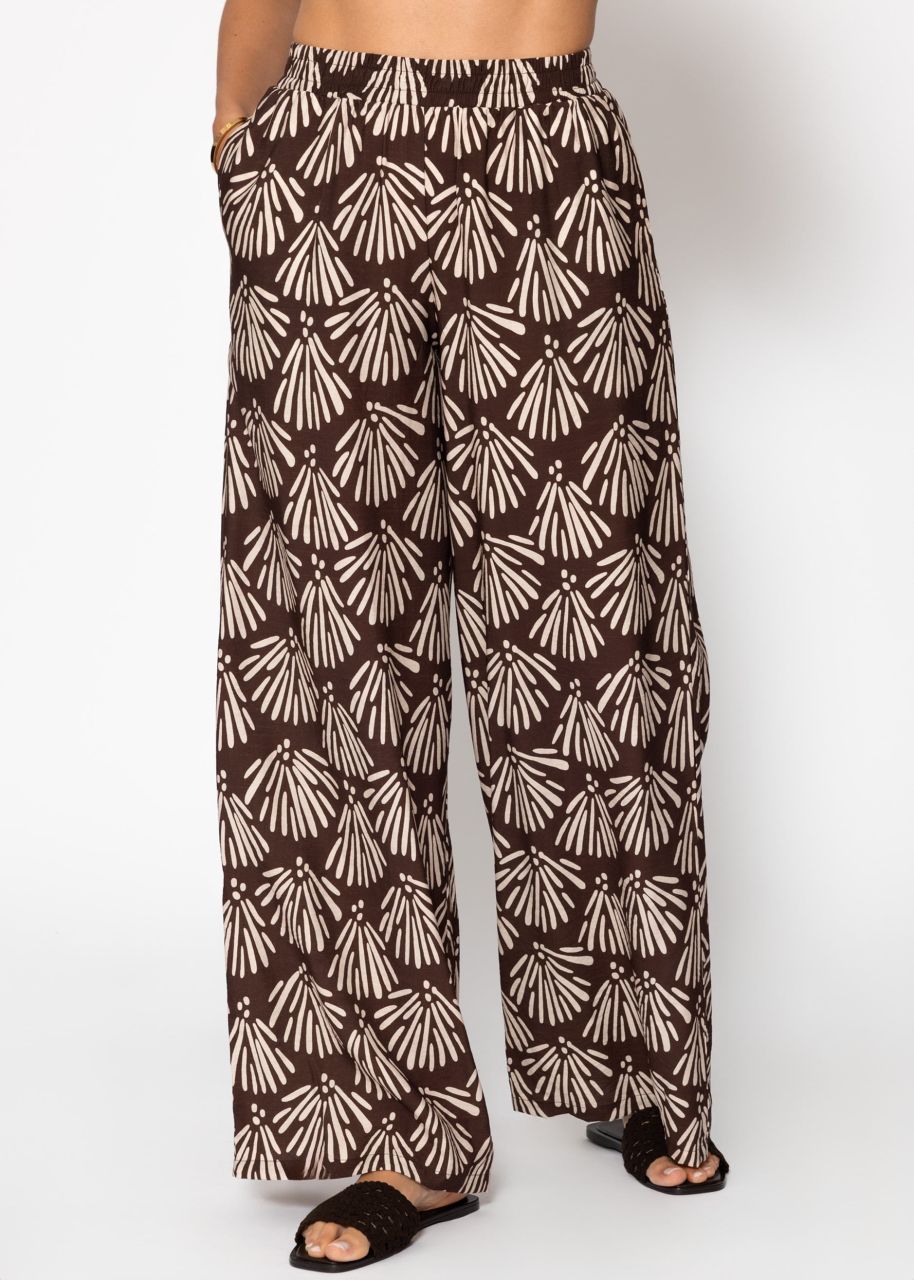 Schlupfhose mit Muschel-Print - braun