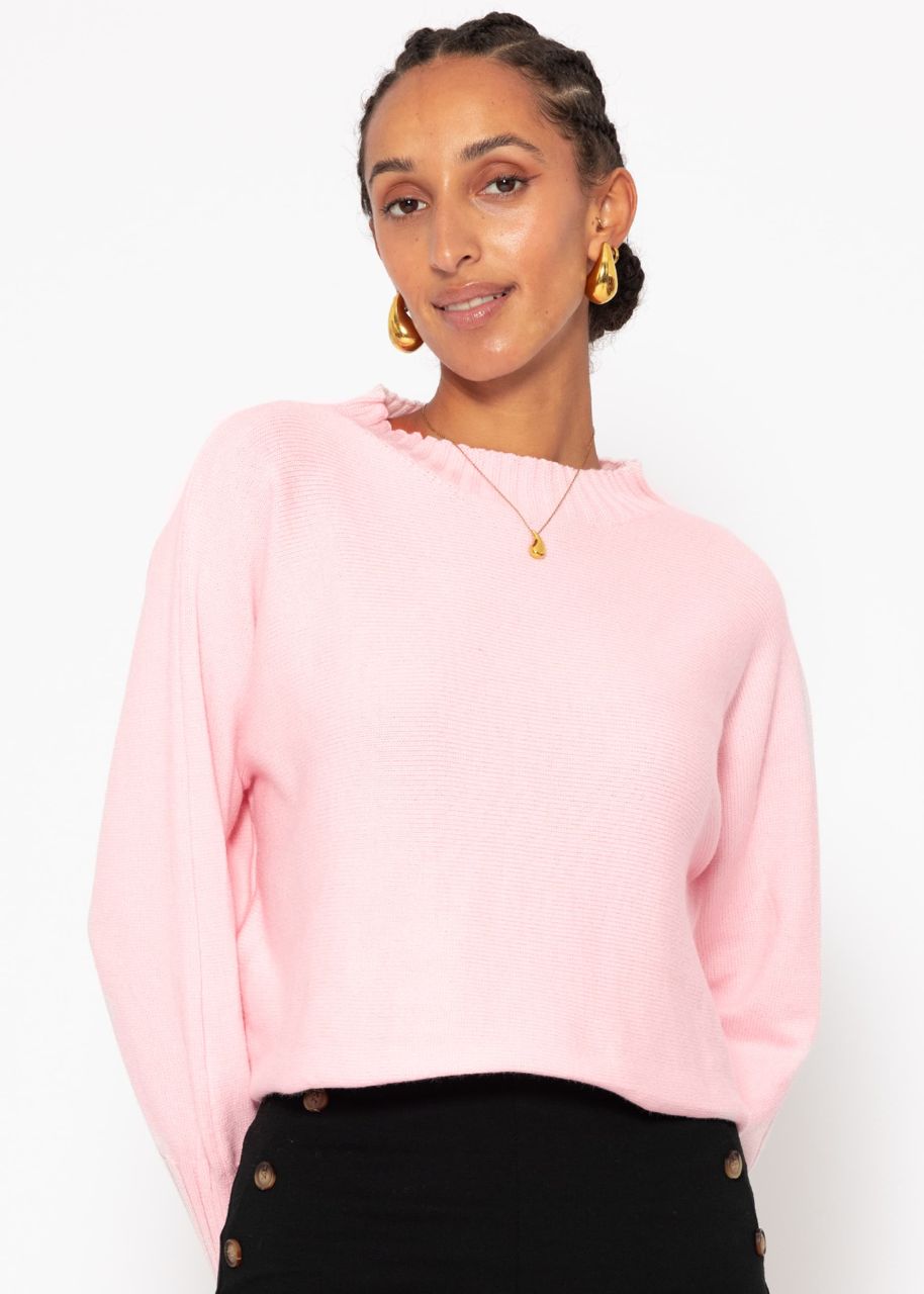 Lässiger Crop Pullover - rosa