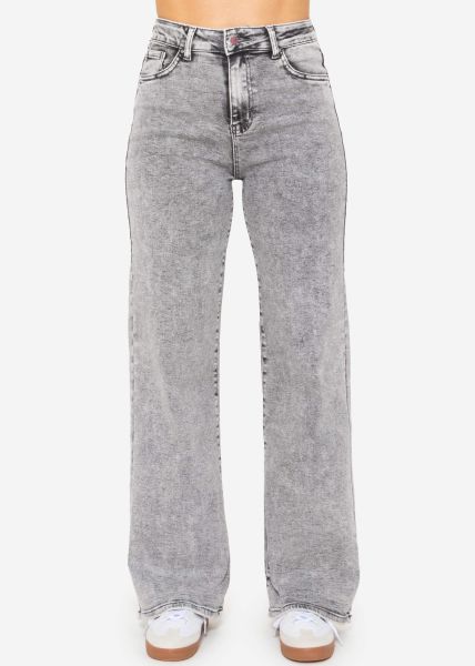 Jeans mit weitem Bein - grau