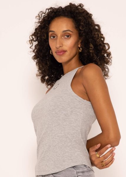Tank Top mit Stickerei - grau
