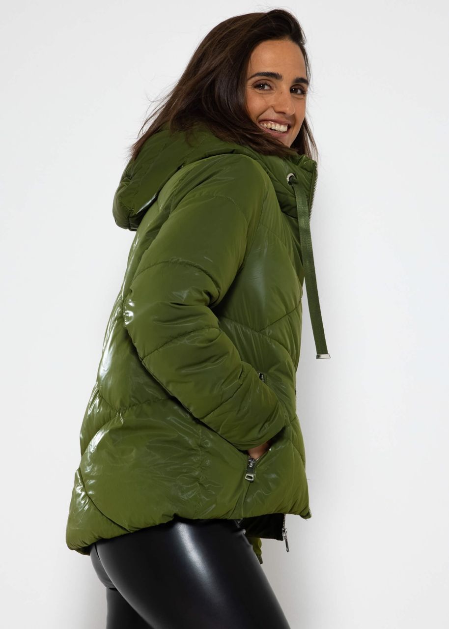 Pufferjacke mit Kapuze - khaki