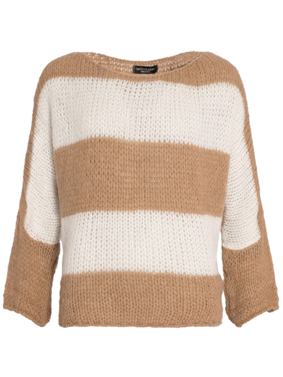 Locker gestrickter oversize Pullover - camel-offwhite