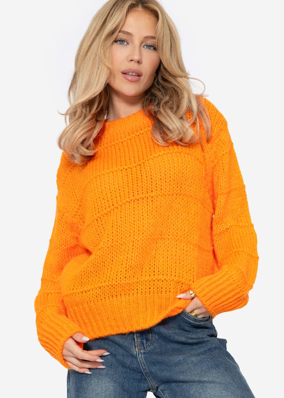 Oversize Pullover mit Strukturstreifen - mandarine