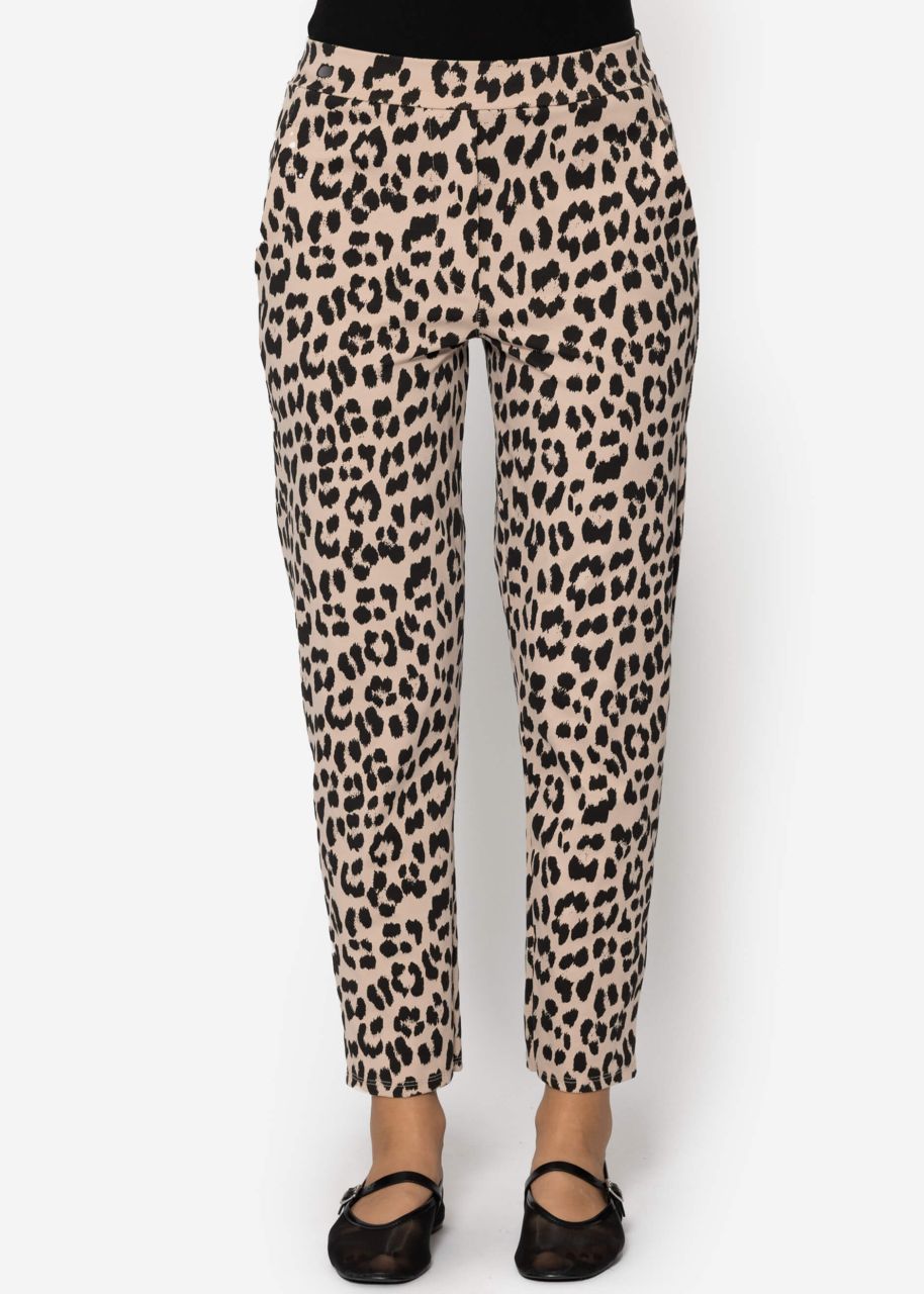 Jersey Chinos in Leo-Print - beige