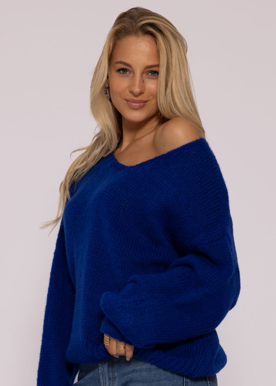 Pullover mit V-Ausschnitt, royalblau