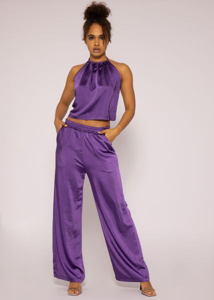 Rückenfreies Satin Top, lila