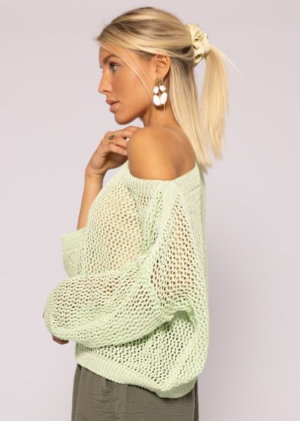 Netz-Pullover, grün