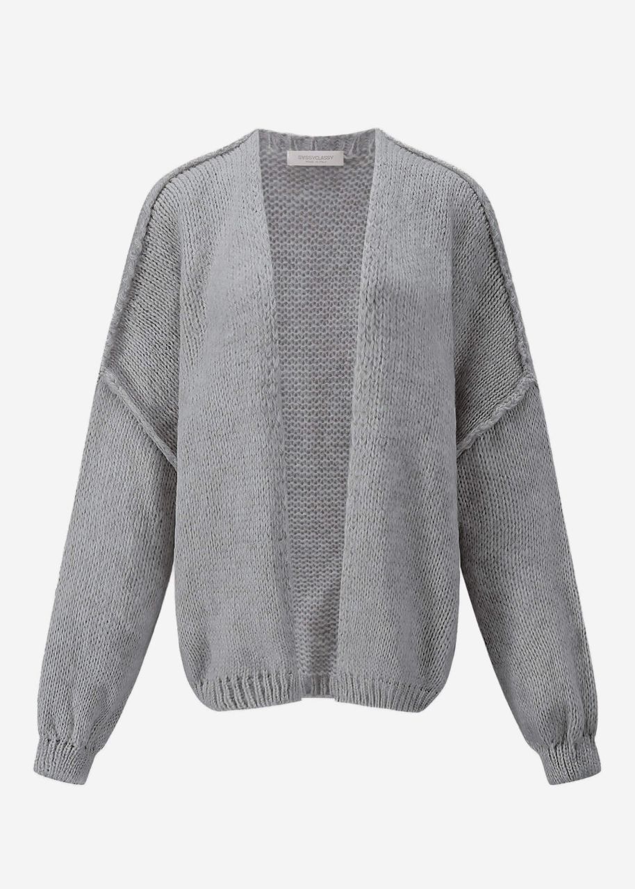 Lässiger Cardigan mit Außennähten - dunkelgrau