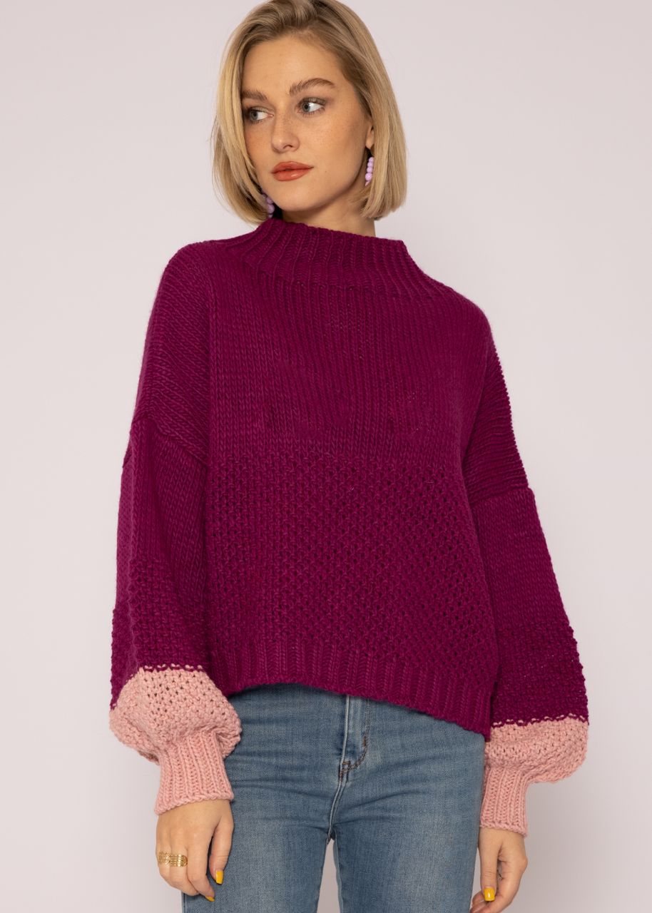 Ultra Oversize Pullover mit weiten Ärmeln, fuchsia