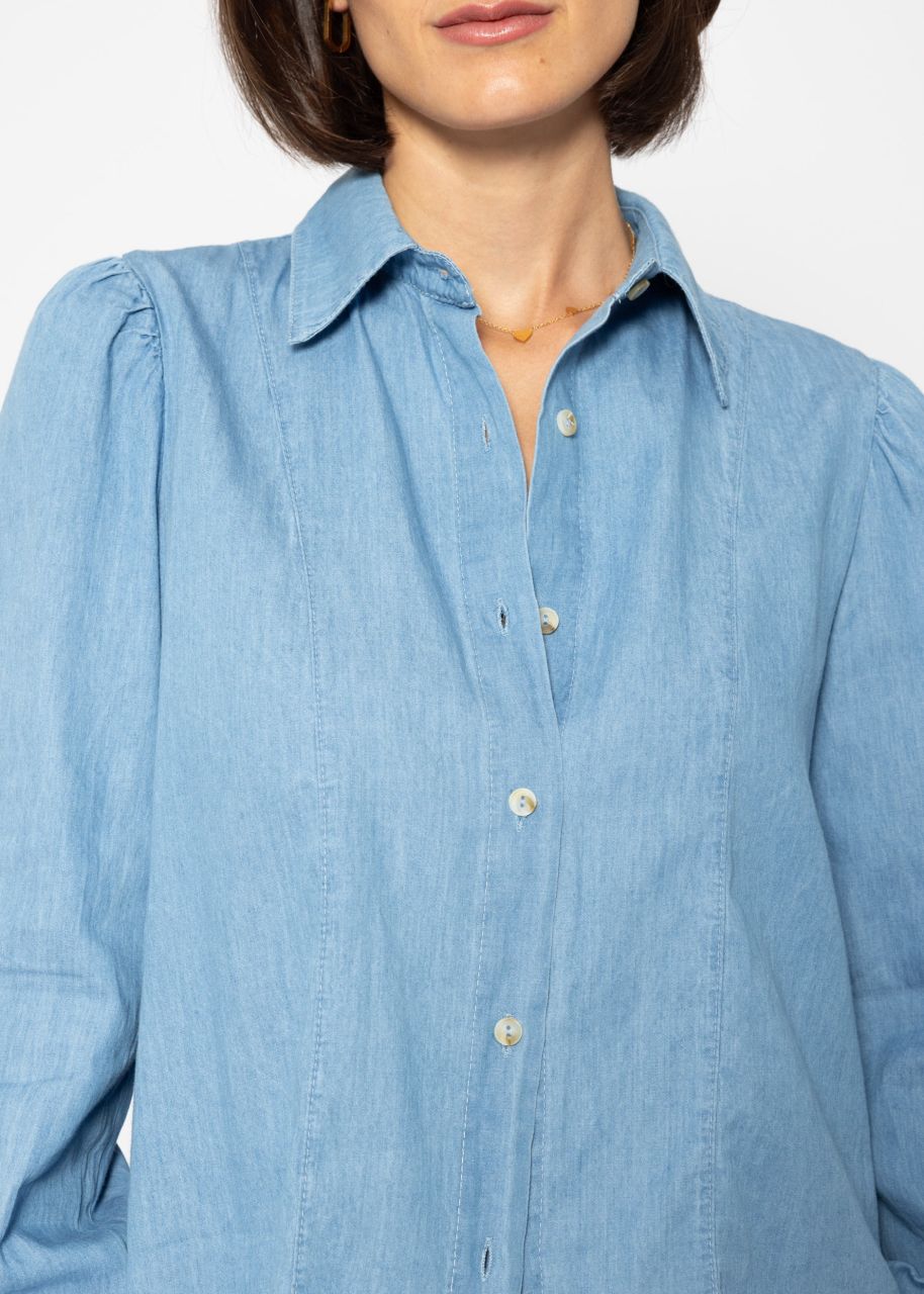 Feminine Denim Bluse - blau