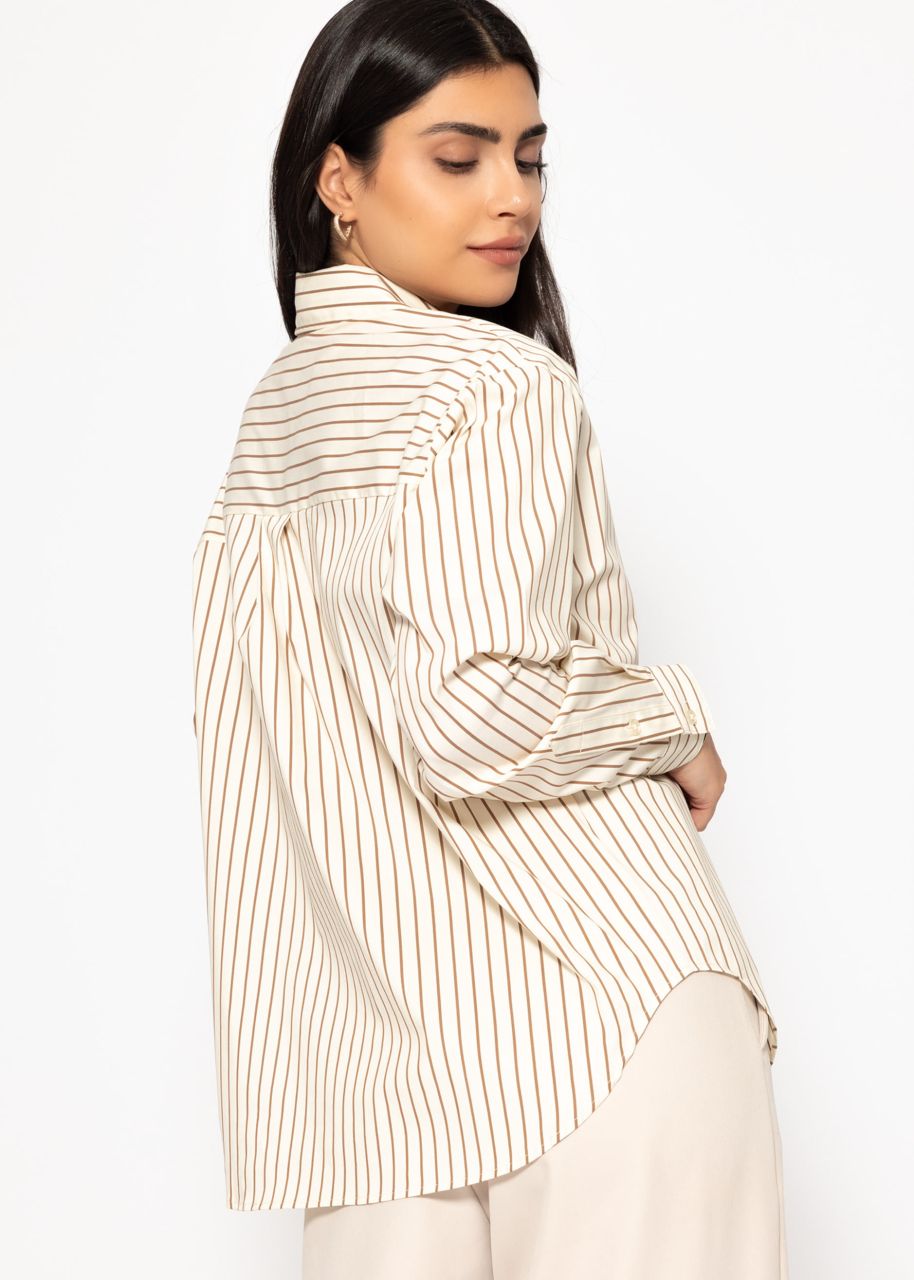Gestreifte Hemdbluse - beige