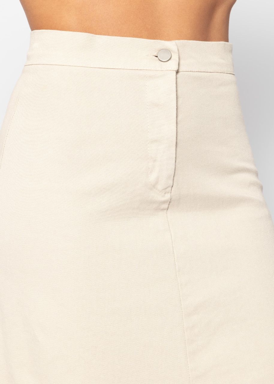 Langer ausgestellter Jeansrock - beige