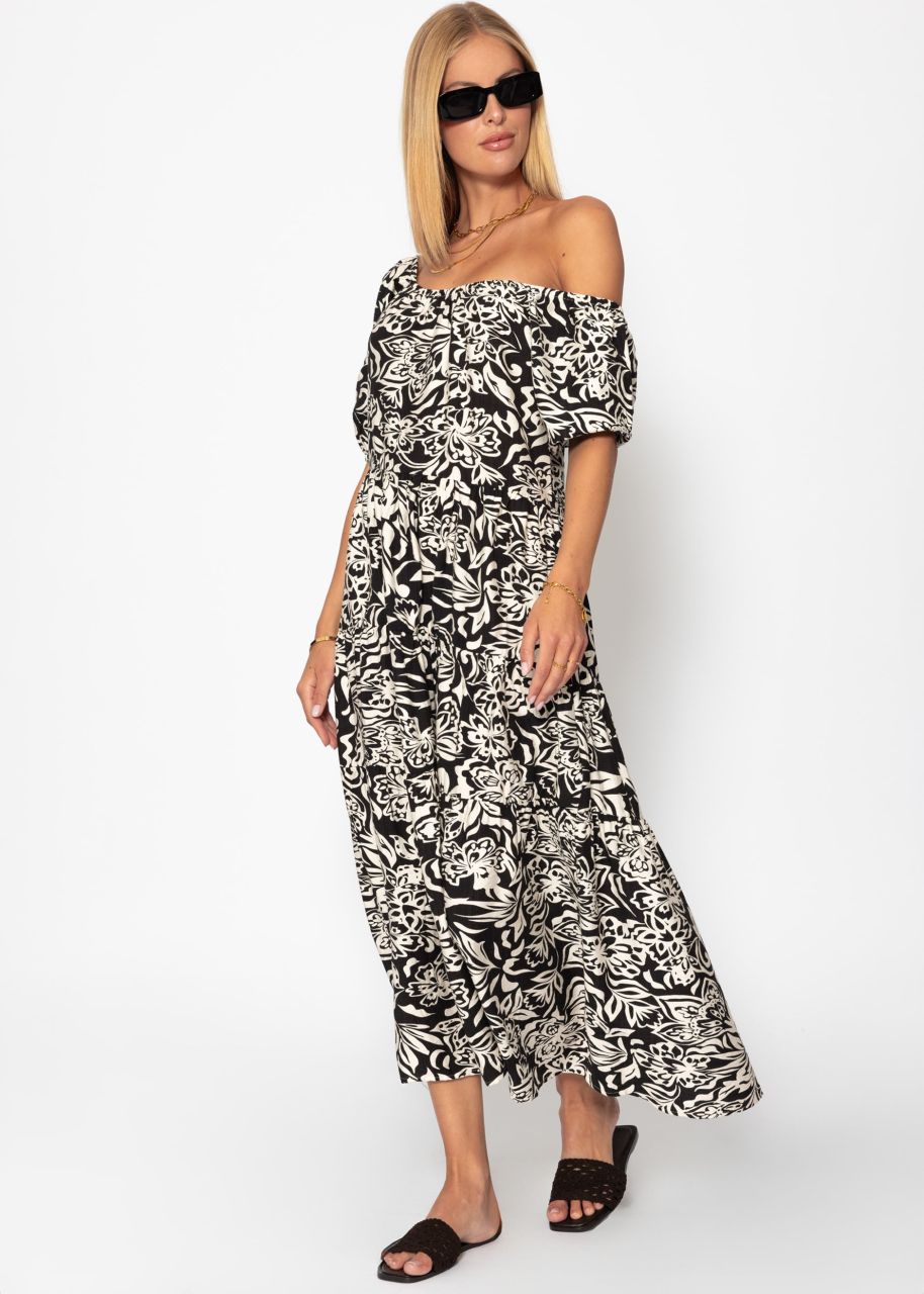 Maxi Kleid mit floralem Print - schwarz